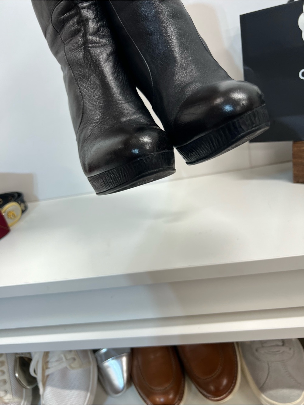 🔥🔥 Chanel Leather High-Heel Boots/COA size 39 fit an 8 MOTHERS DAY PRICE 1 DAY - Picture 8 of 14